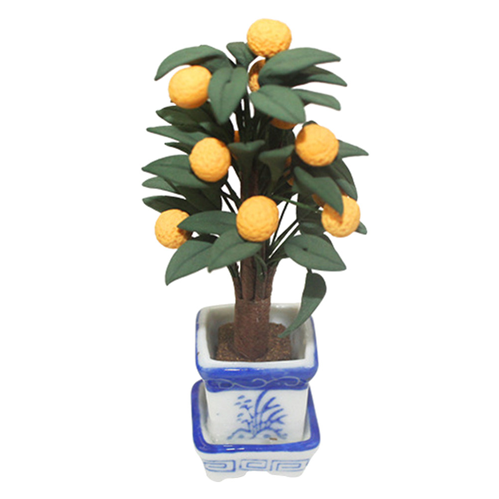 Bonsai Garden Layout - Mini Orange Potted Plant Ceramic Decor