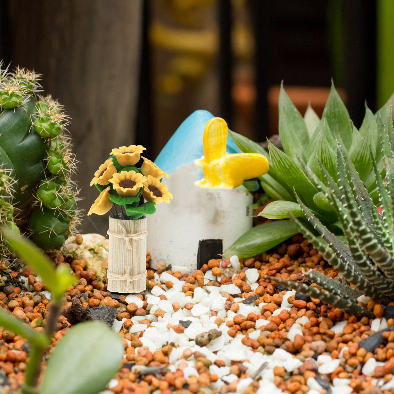 Miniature Clay Potted Flower B - Bonsai Garden Layout 评论和价格