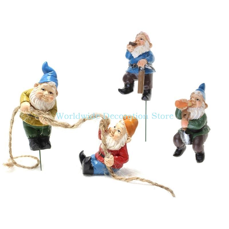 Q39B 4Pcs Dwarf Resin Figurine - Bonsai Garden Layout 评论和价格