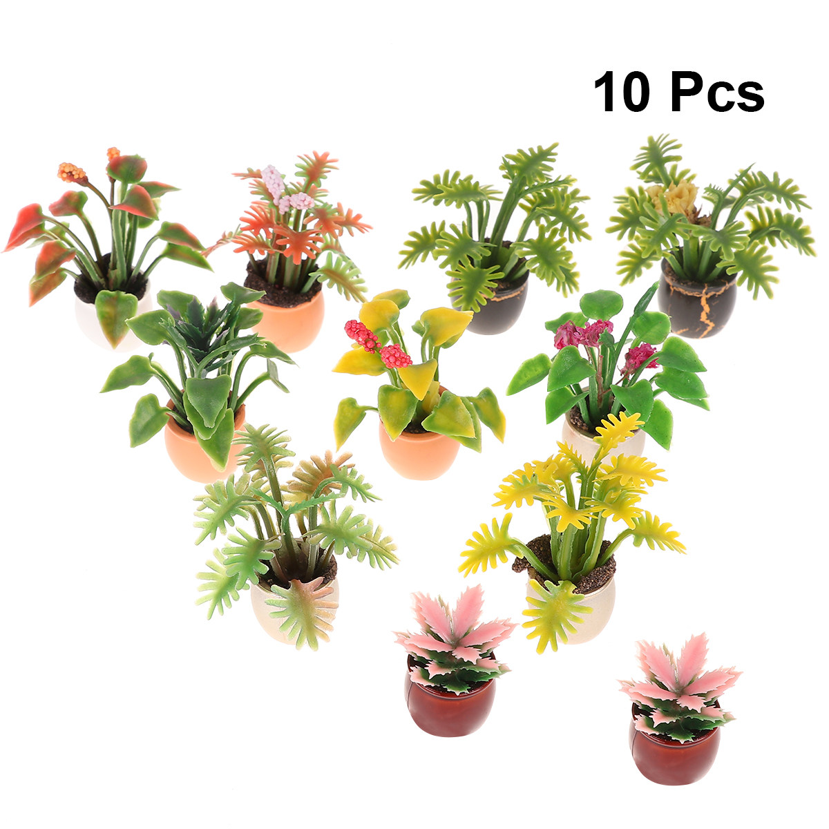 10Pcs Mini Plastic Potted Colo - Bonsai Garden Layout 评论和价格