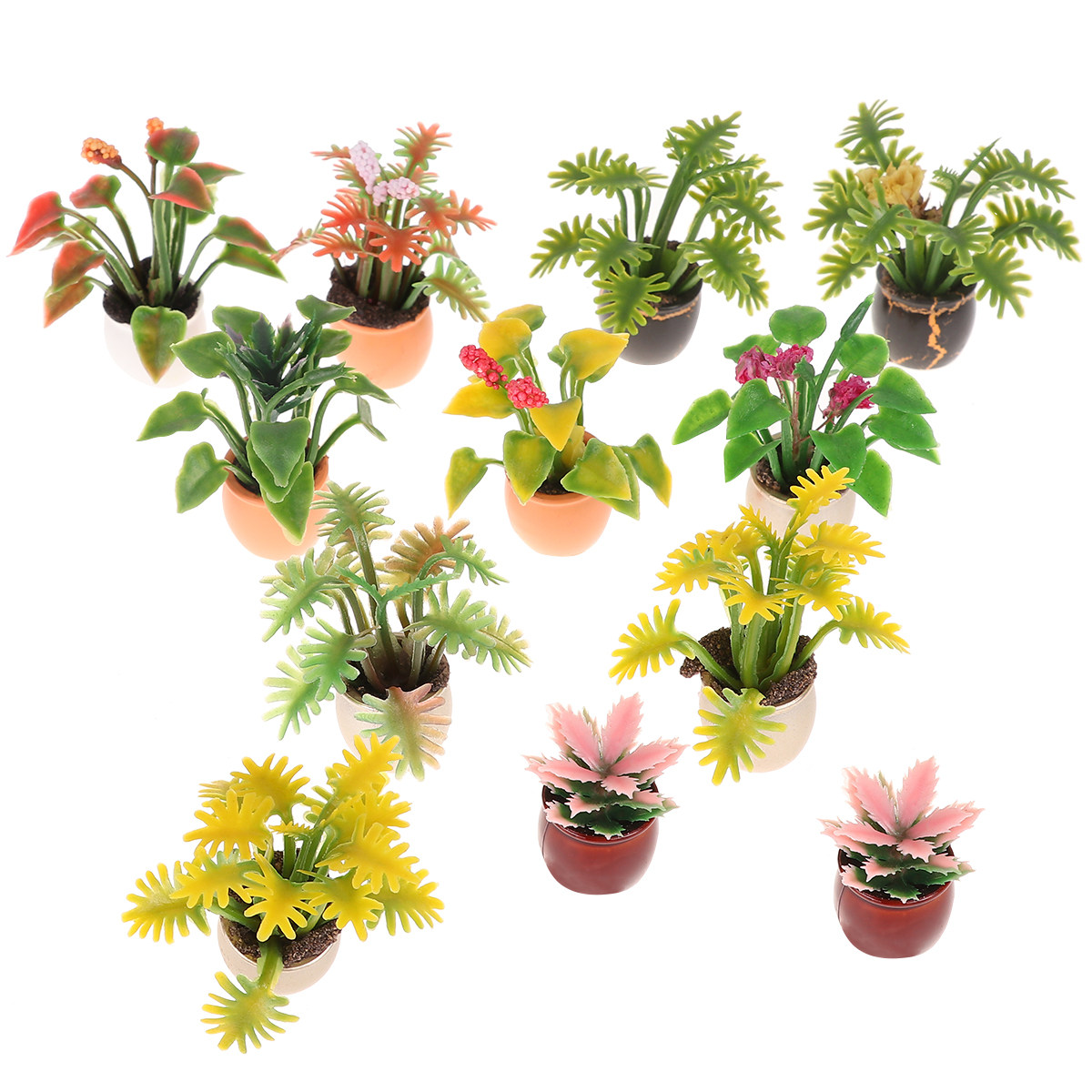 10Pcs Mini Plastic Potted Colo - Bonsai Garden Layout 评论和价格