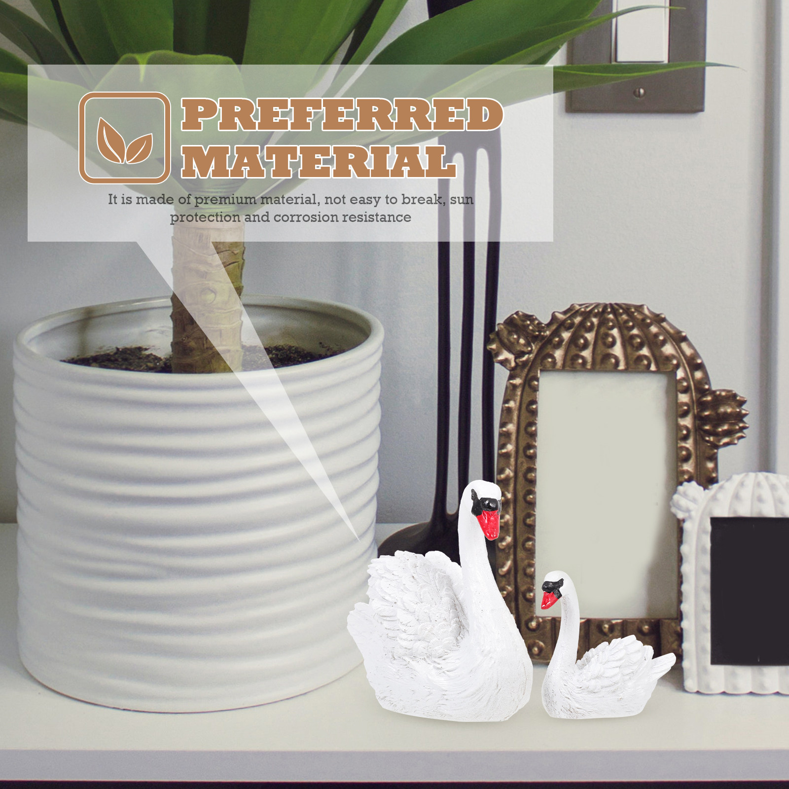 1Pair Creative Swan Shape Resi - Bonsai Garden Layout 评论和价格